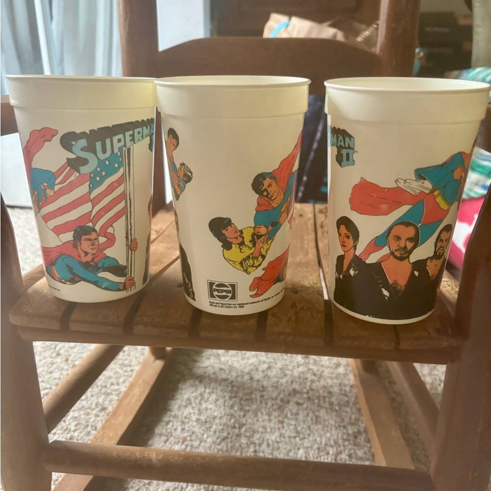 1980 Pepsi Marvel Comics Superman Themed Collectible Cups Tumblers Set of 3